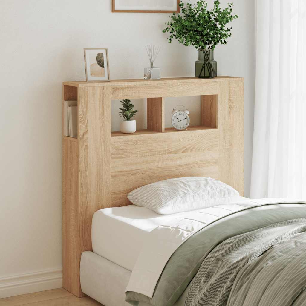 Sengegavl med LED sonoma eik 100x18,5x103,5 cm konstruert tre