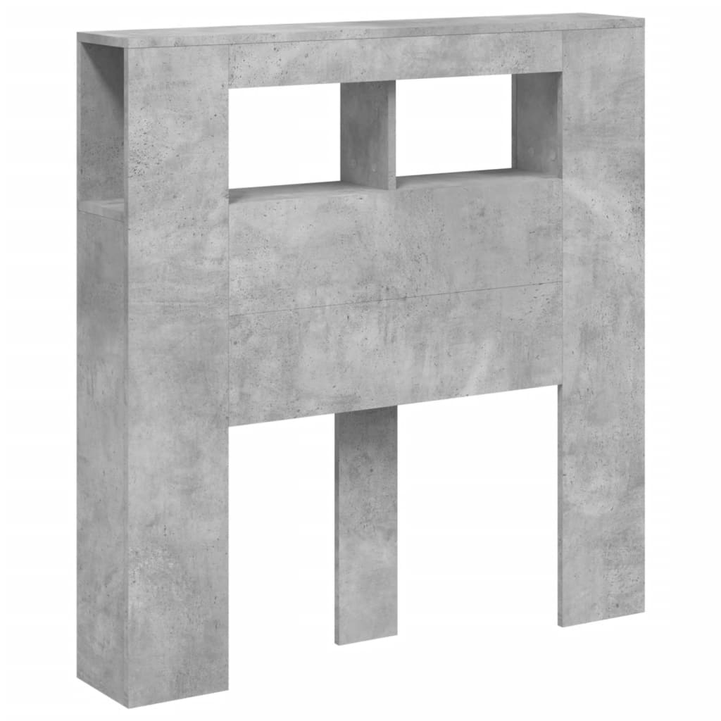 Sengegavl med LED betonggrå 100x18,5x103,5 cm konstruert tre