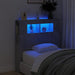 Sengegavl med LED betonggrå 100x18,5x103,5 cm konstruert tre