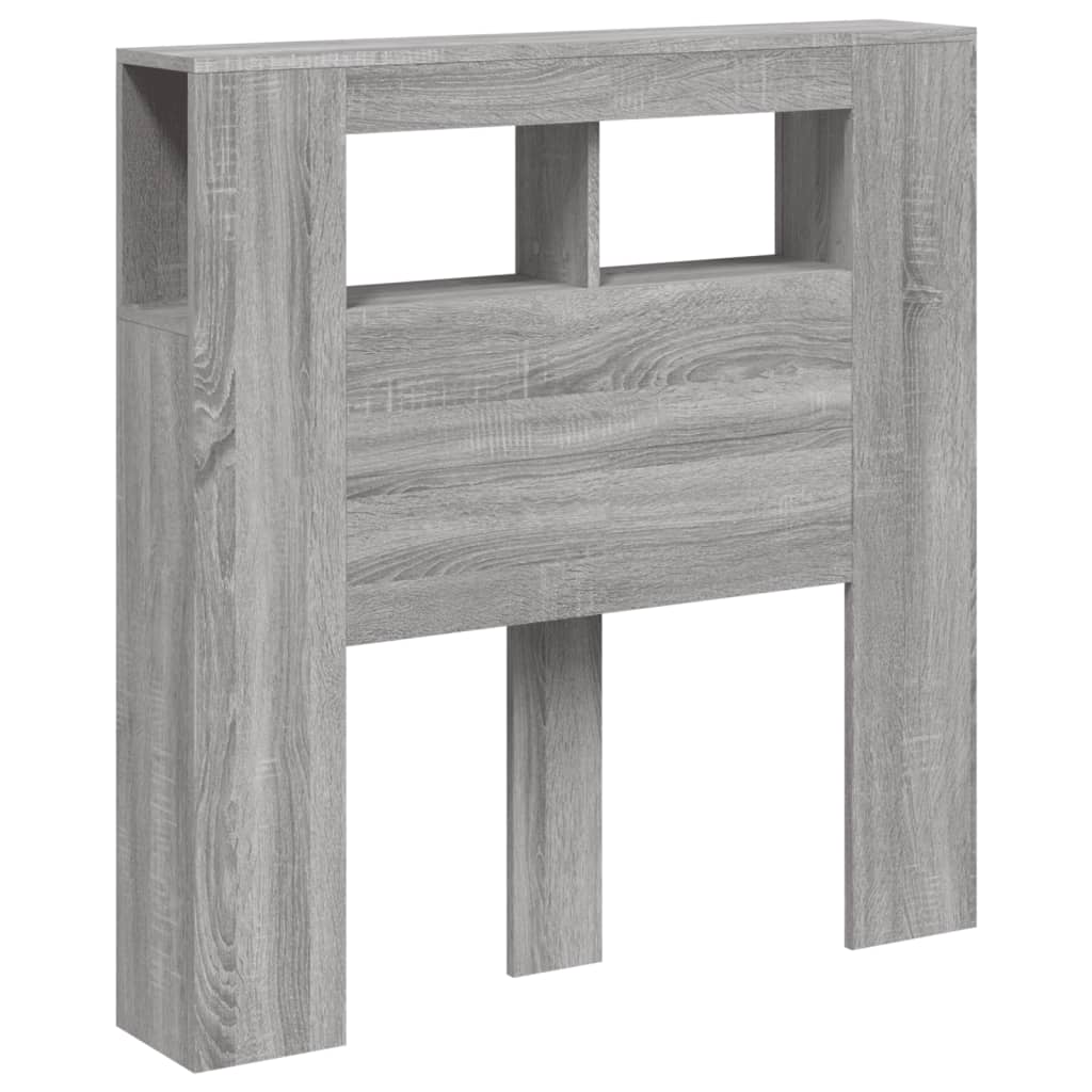Sengegavl med LED grå sonoma 100x18,5x103,5 cm konstruert tre