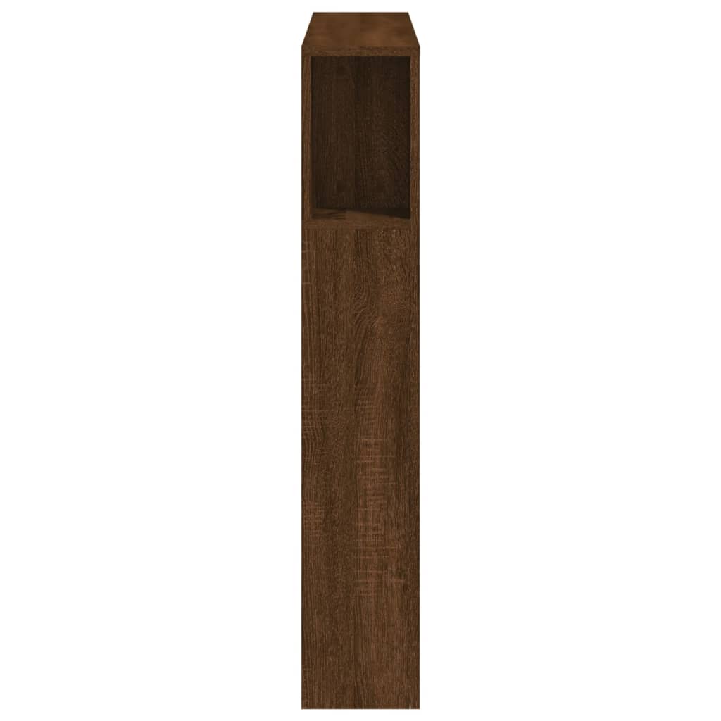 Sengegavl med LED brun eik 100x18,5x103,5 cm konstruert tre