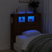 Sengegavl med LED brun eik 100x18,5x103,5 cm konstruert tre