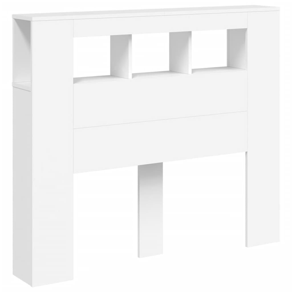 Sengegavl med LED hvit 120x18,5x103,5 cm konstruert tre