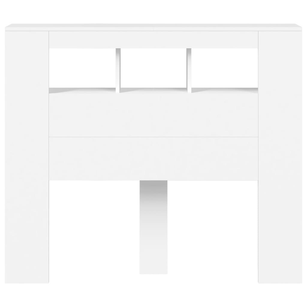 Sengegavl med LED hvit 120x18,5x103,5 cm konstruert tre