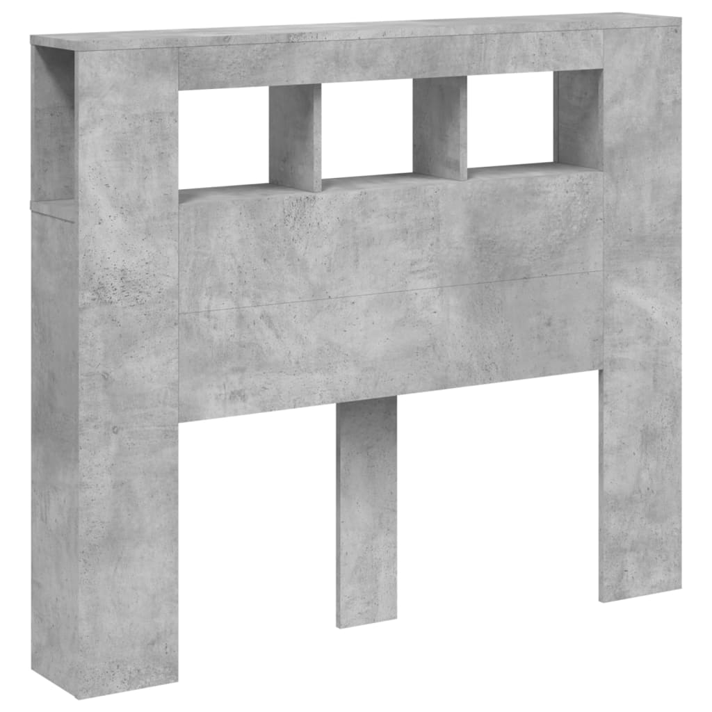 Sengegavl med LED betonggrå 120x18,5x103,5 cm konstruert tre