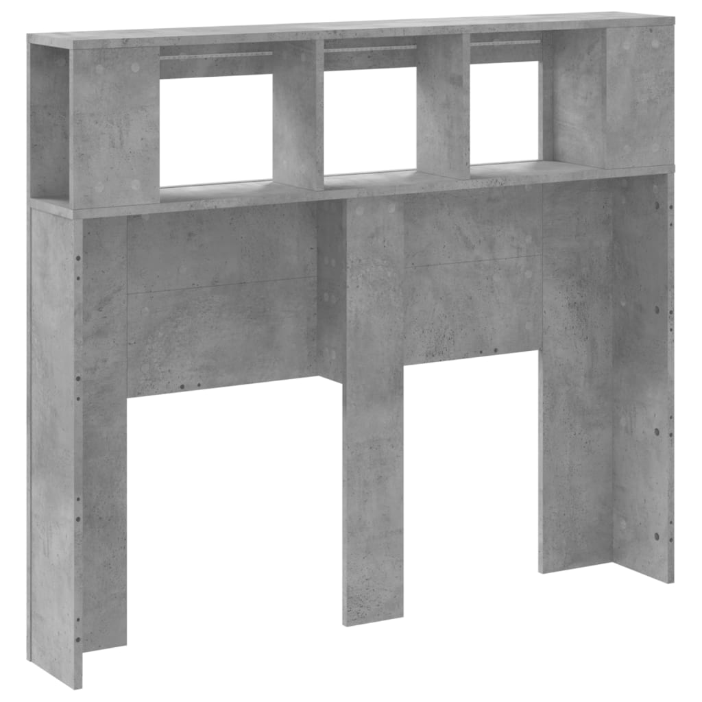 Sengegavl med LED betonggrå 120x18,5x103,5 cm konstruert tre