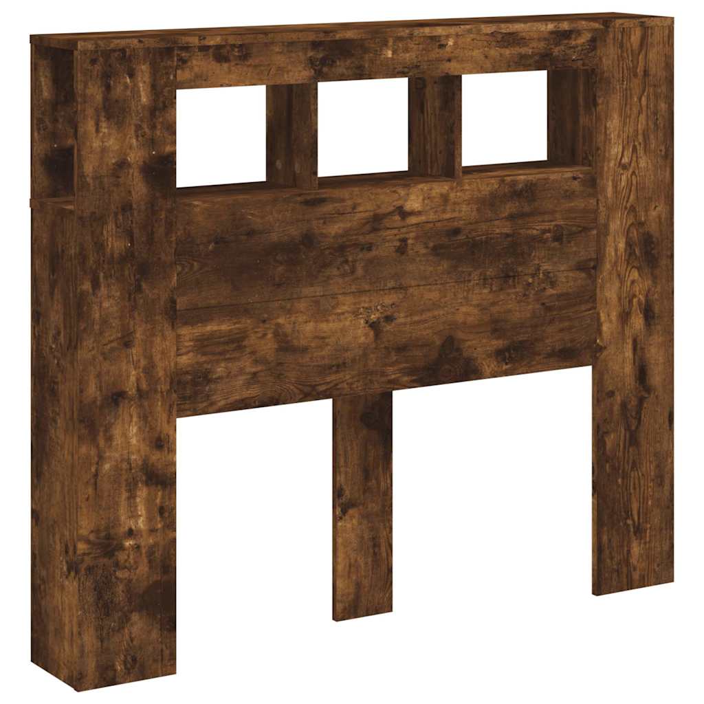 Sengegavl med LED røkt eik 120x18,5x103,5 cm konstruert tre