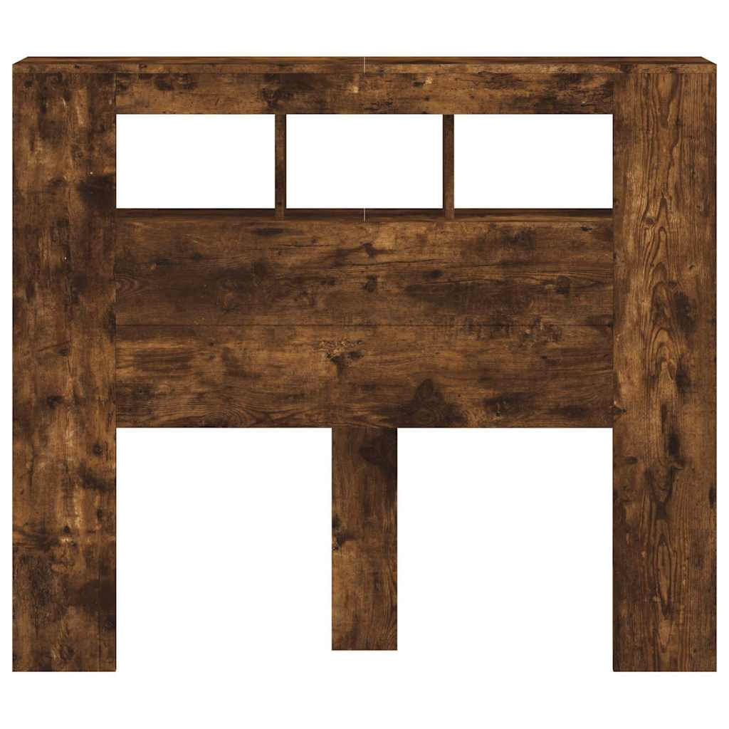 Sengegavl med LED røkt eik 120x18,5x103,5 cm konstruert tre