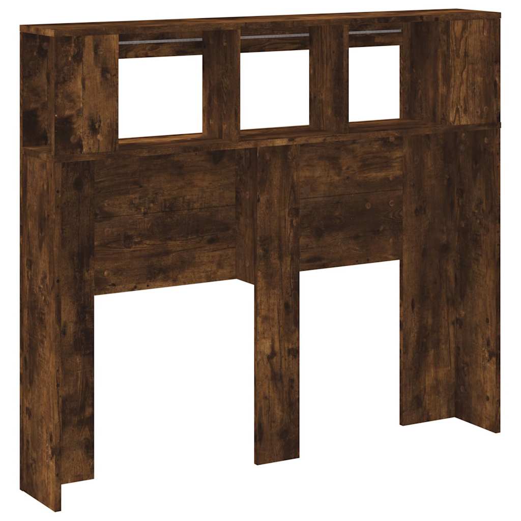Sengegavl med LED røkt eik 120x18,5x103,5 cm konstruert tre