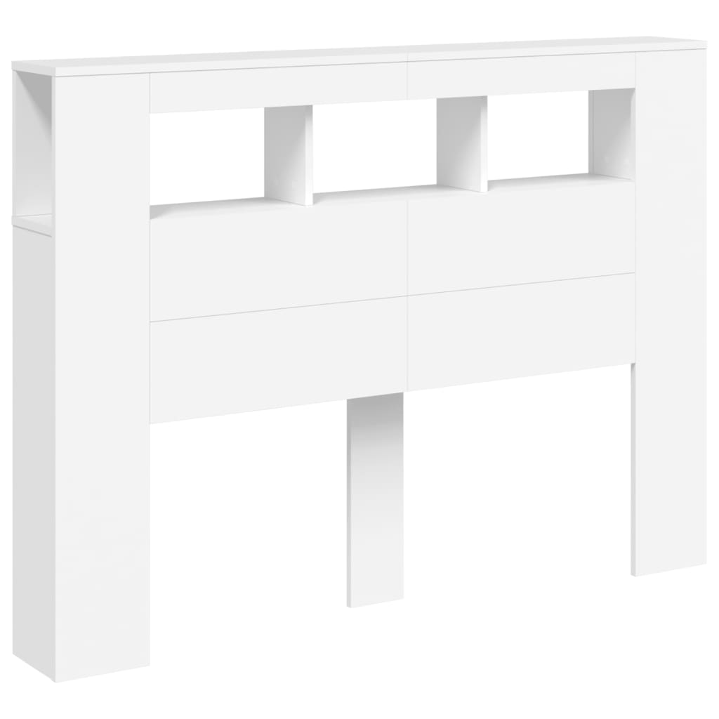 Sengegavl med LED hvit 140x18,5x103,5 cm konstruert tre