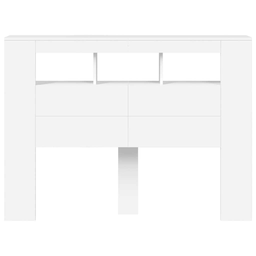 Sengegavl med LED hvit 140x18,5x103,5 cm konstruert tre