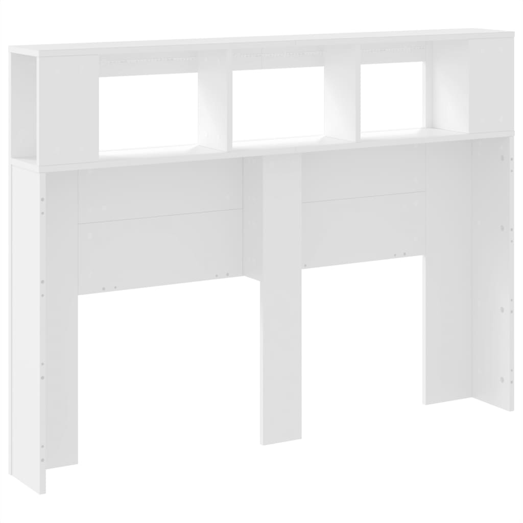Sengegavl med LED hvit 140x18,5x103,5 cm konstruert tre
