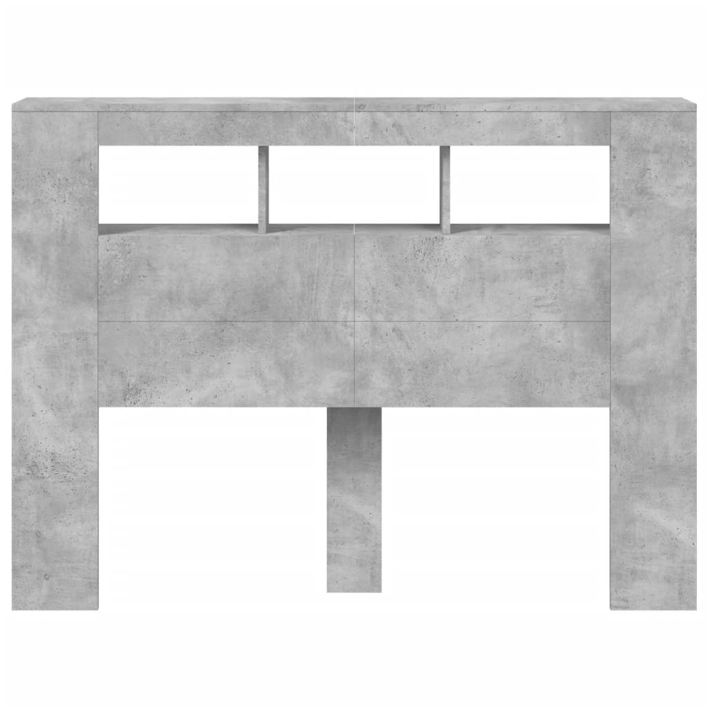 Sengegavl med LED betonggrå 140x18,5x103,5 cm konstruert tre