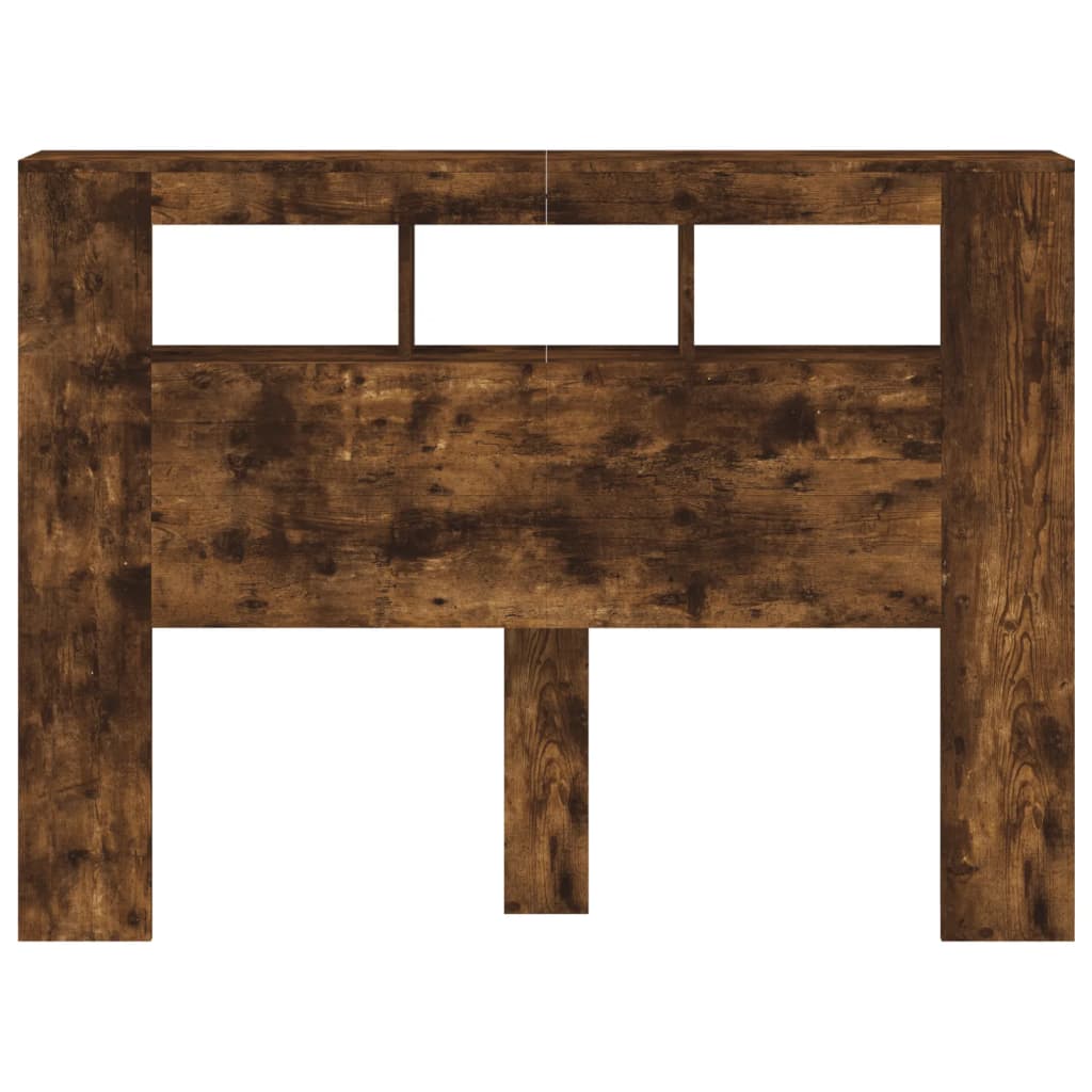 Sengegavl med LED røkt eik 140x18,5x103,5 cm konstruert tre