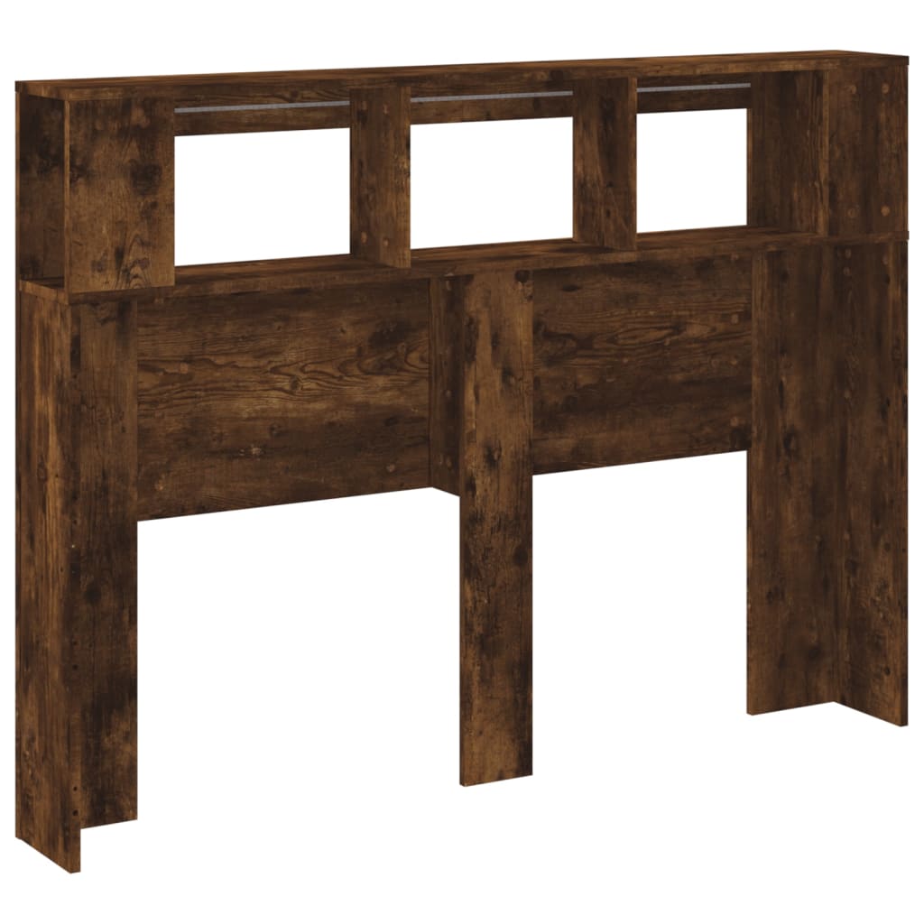 Sengegavl med LED røkt eik 140x18,5x103,5 cm konstruert tre