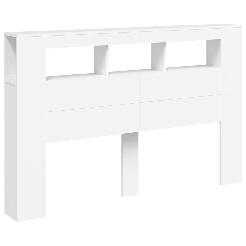 Sengegavl med LED hvit 160x18,5x103,5 cm konstruert tre