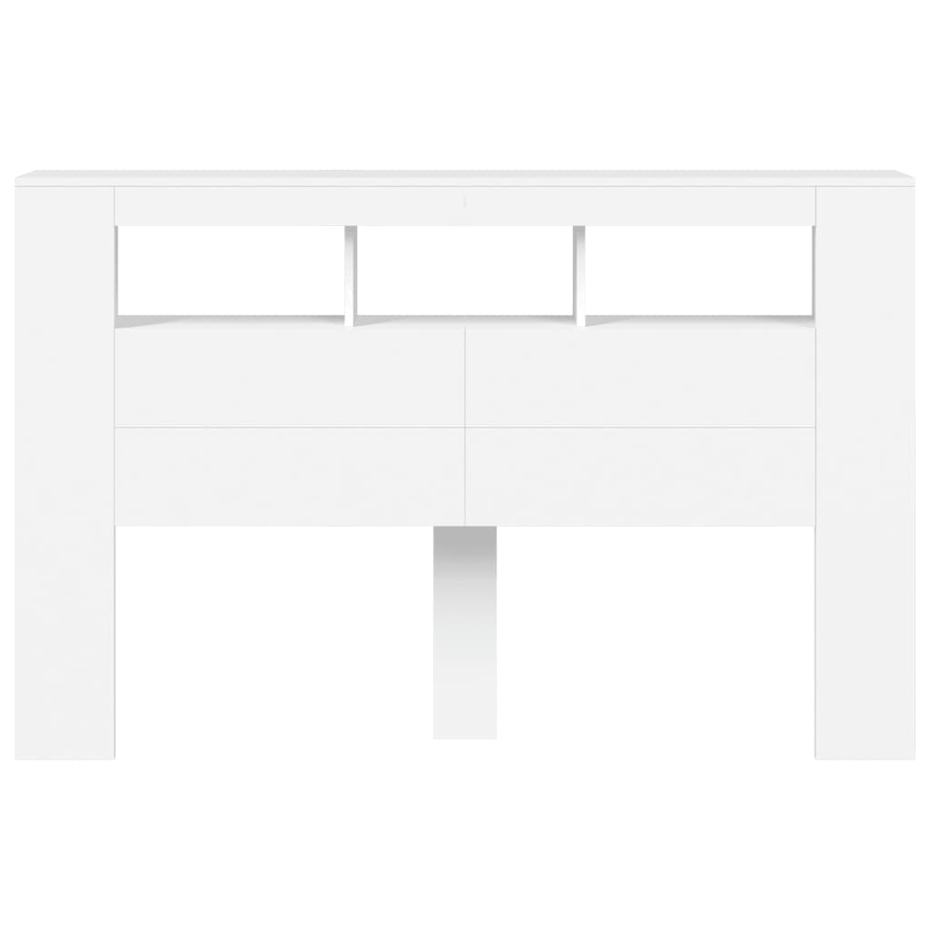 Sengegavl med LED hvit 160x18,5x103,5 cm konstruert tre