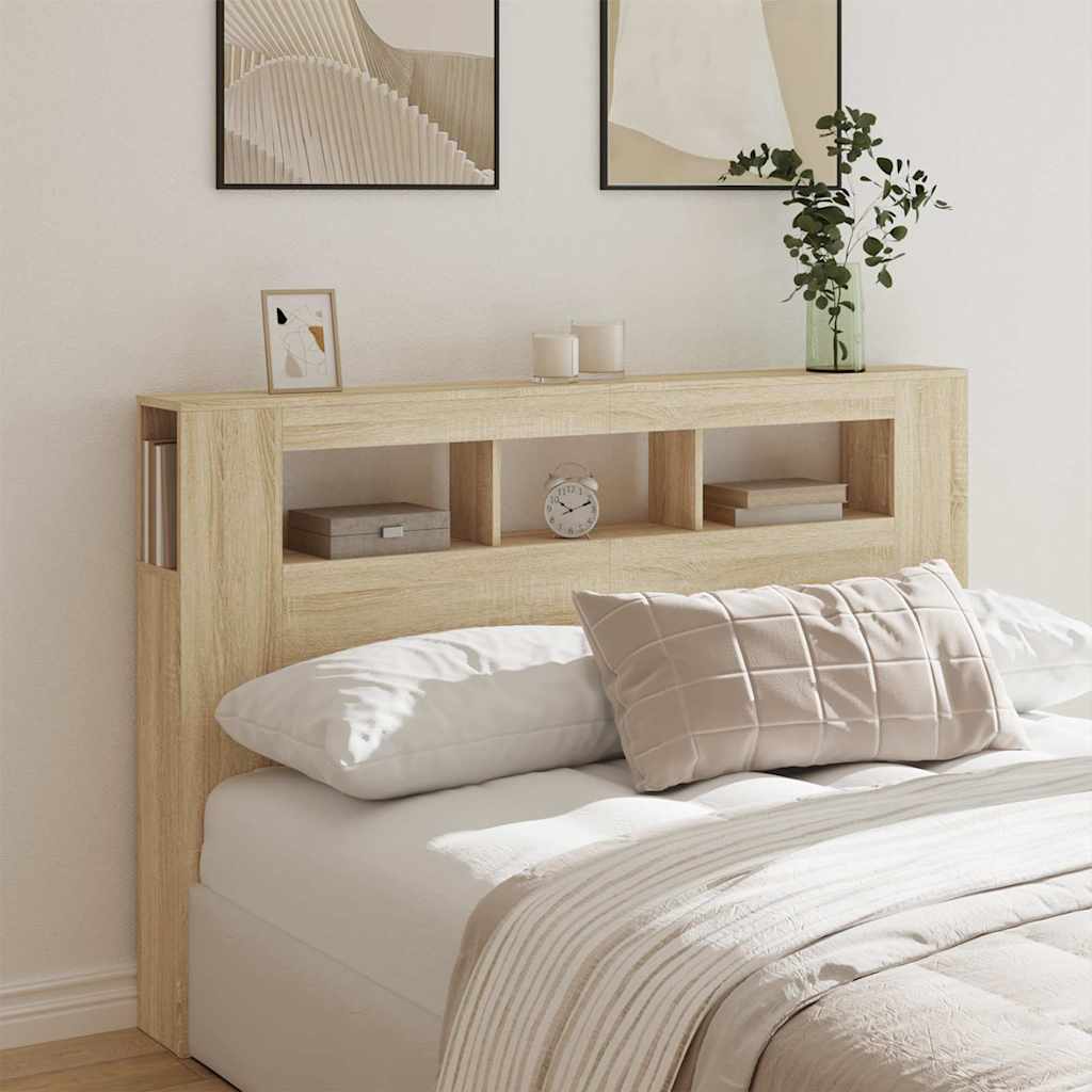 Sengegavl med LED sonoma eik 160x18,5x103,5 cm konstruert tre