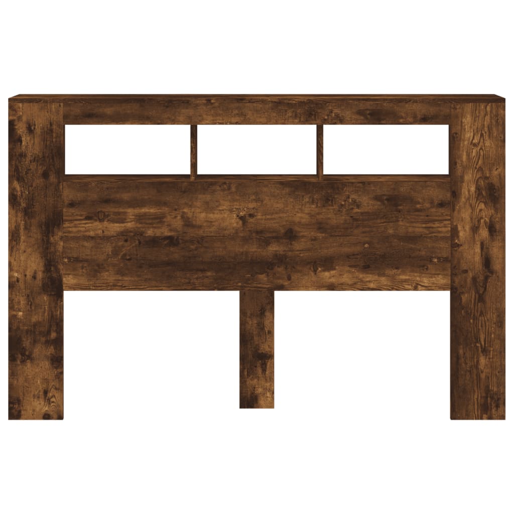 Sengegavl med LED røkt eik 160x18,5x103,5 cm konstruert tre