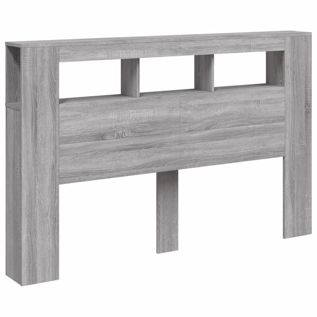 Sengegavl med LED grå sonoma 160x18,5x103,5 cm konstruert tre