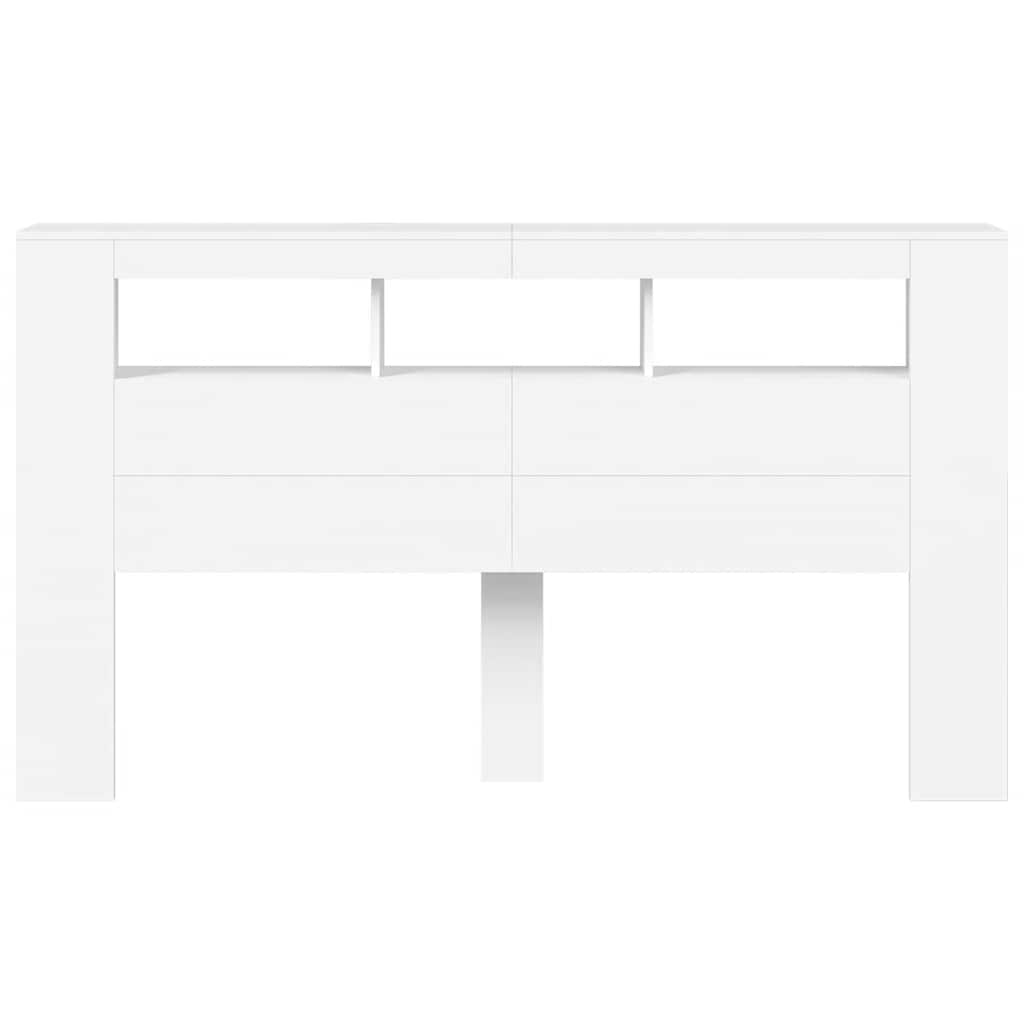 Sengegavl med LED hvit 180x18,5x103,5 cm konstruert tre