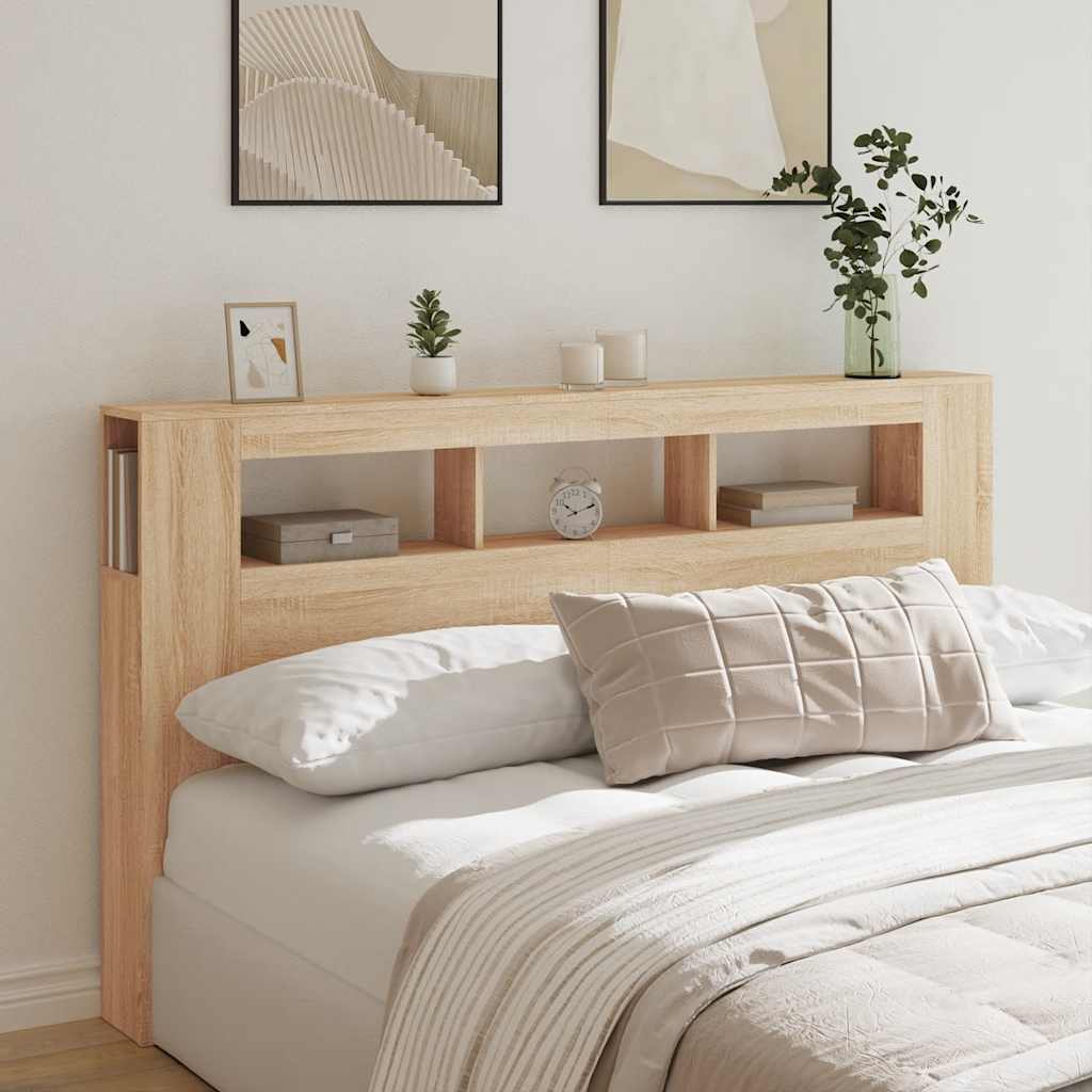 Sengegavl med LED sonoma eik 180x18,5x103,5 cm konstruert tre