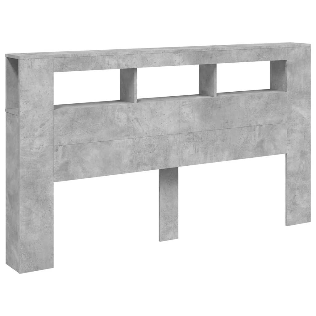 Sengegavl med LED betonggrå 180x18,5x103,5 cm konstruert tre