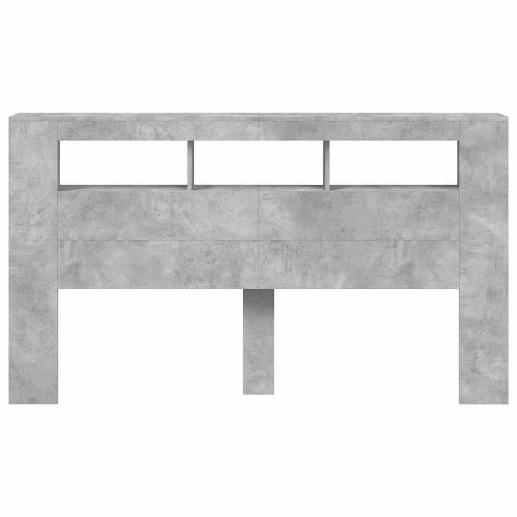 Sengegavl med LED betonggrå 180x18,5x103,5 cm konstruert tre