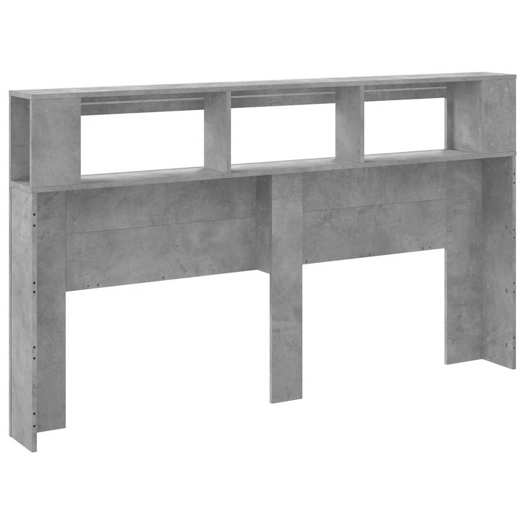 Sengegavl med LED betonggrå 180x18,5x103,5 cm konstruert tre