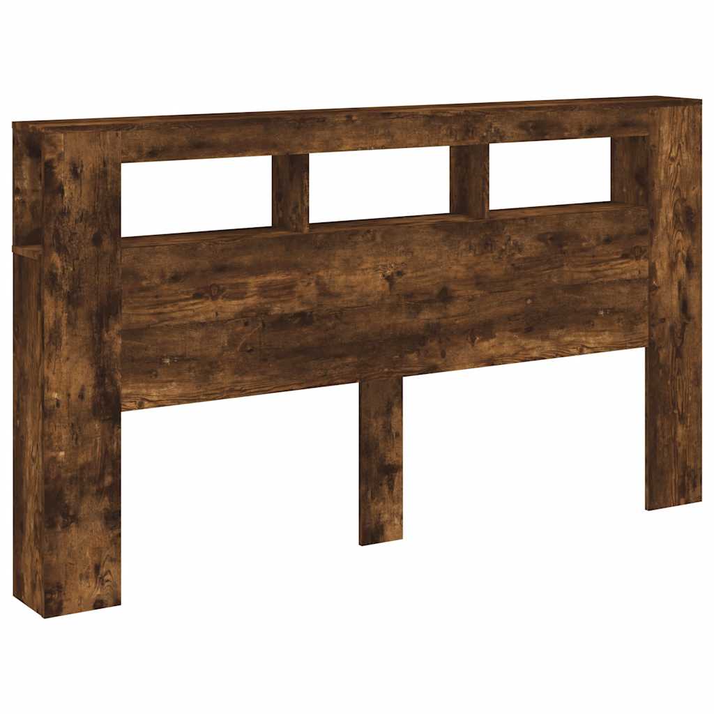 Sengegavl med LED røkt eik 180x18,5x103,5 cm konstruert tre