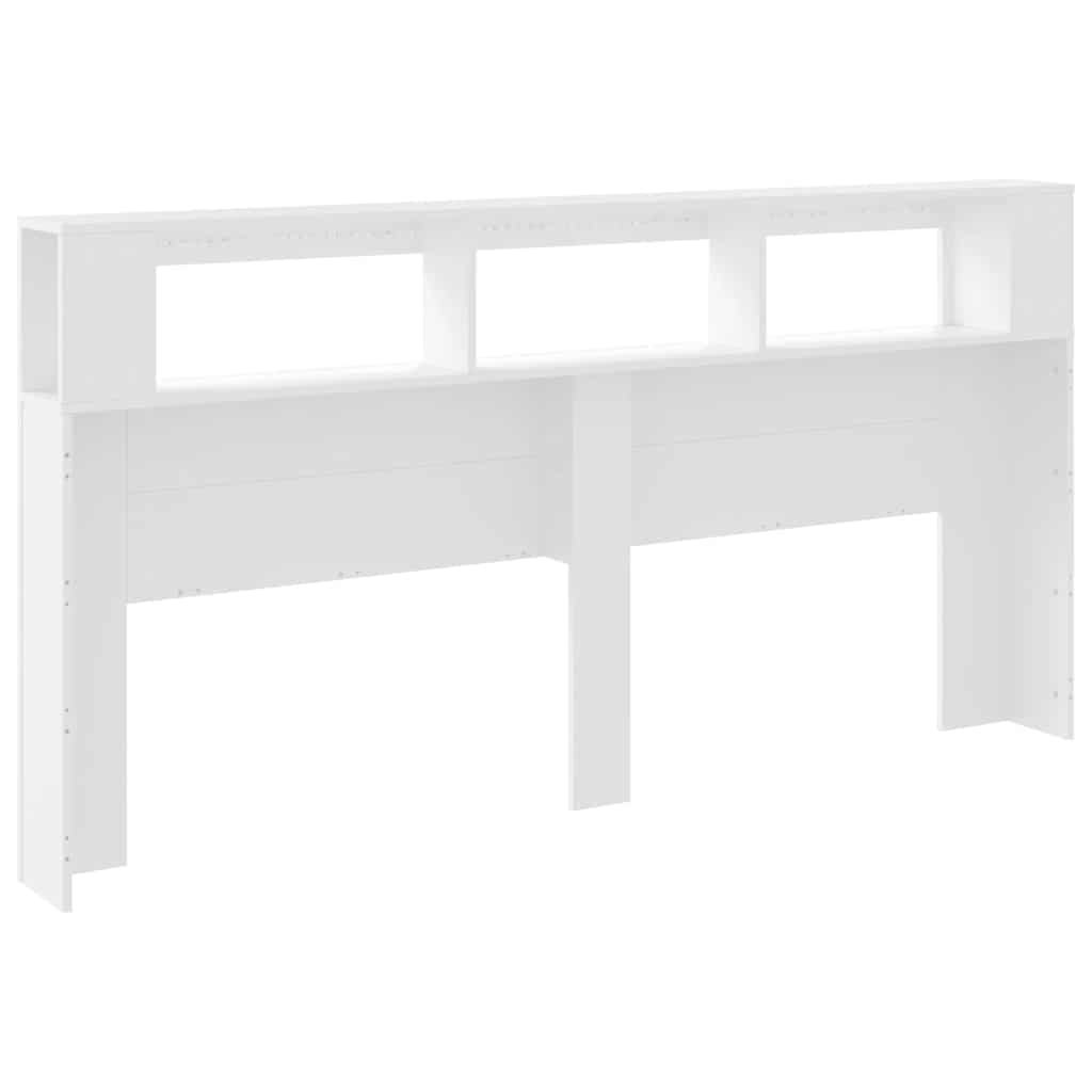 Sengegavl med LED hvit 200x18,5x103,5 cm konstruert tre