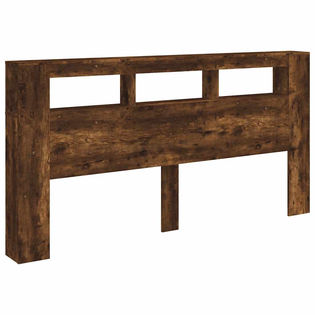 Sengegavl med LED røkt eik 200x18,5x103,5 cm konstruert tre