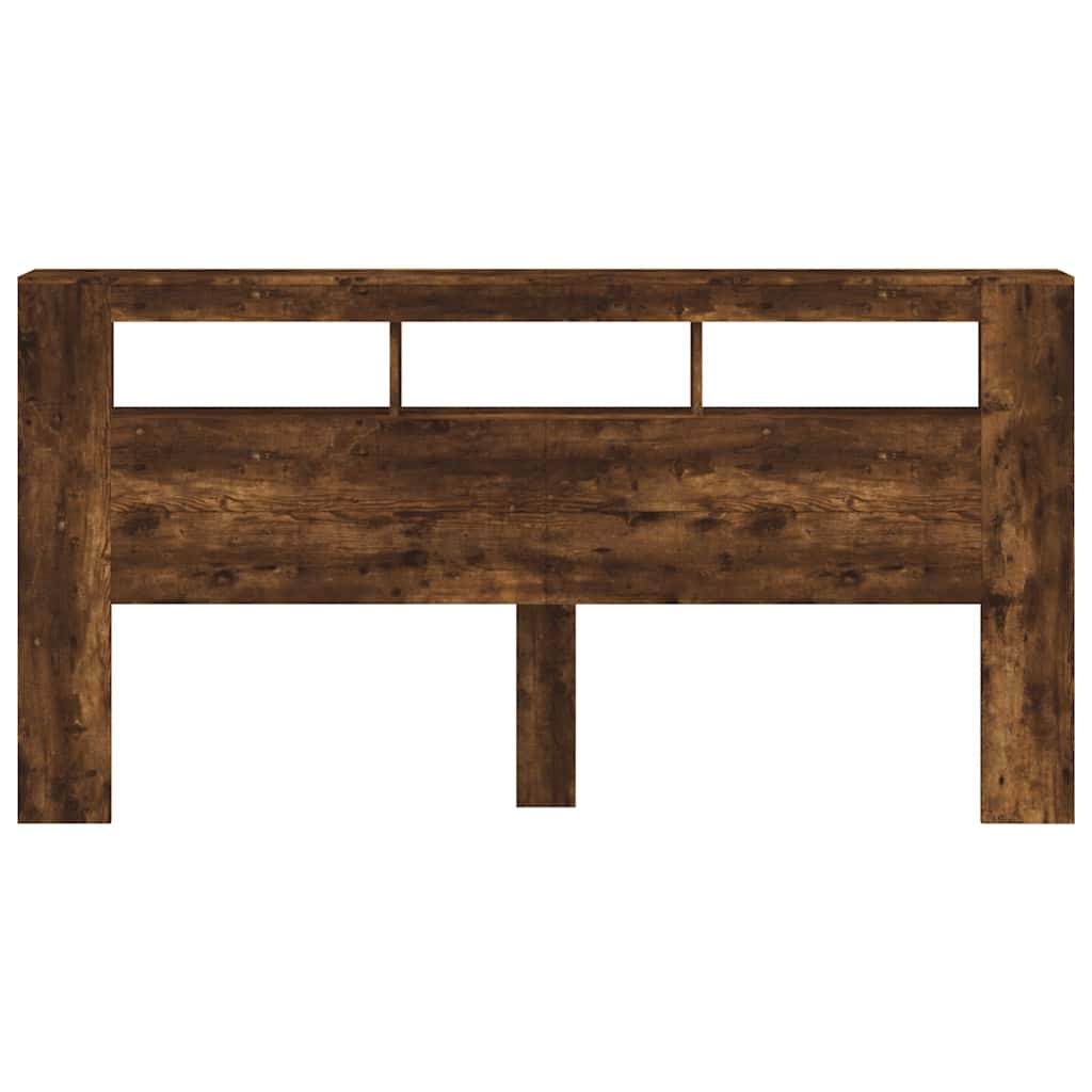 Sengegavl med LED røkt eik 200x18,5x103,5 cm konstruert tre