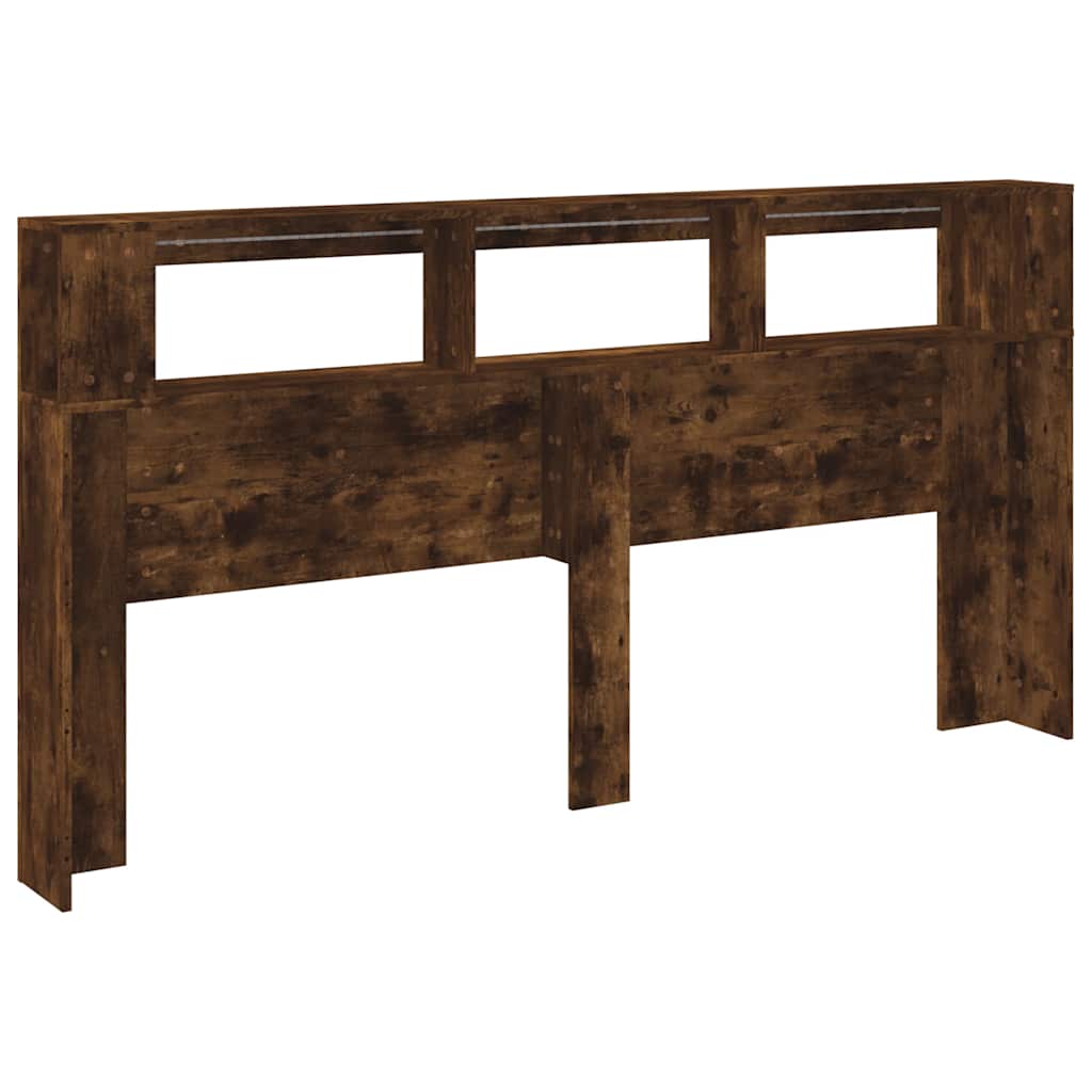 Sengegavl med LED røkt eik 200x18,5x103,5 cm konstruert tre
