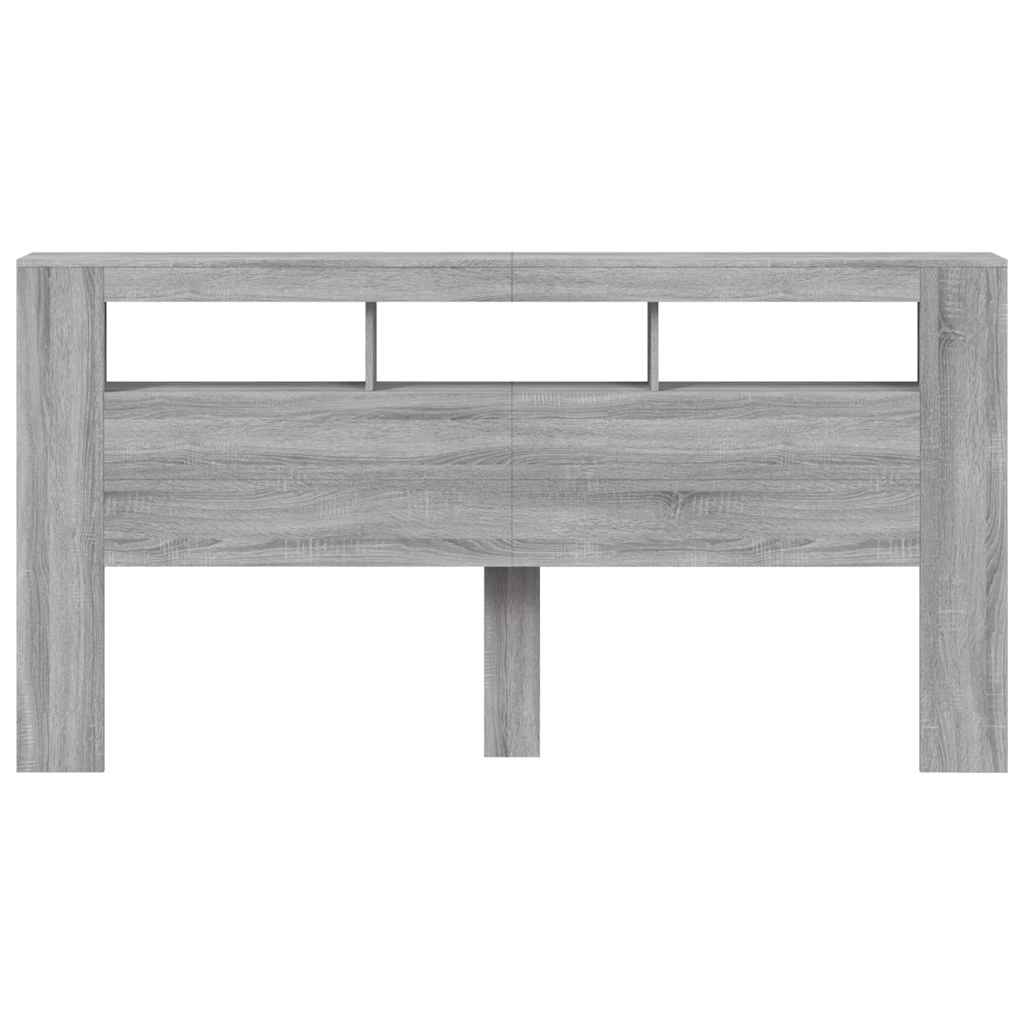 Sengegavl med LED grå sonoma 200x18,5x103,5 cm konstruert tre