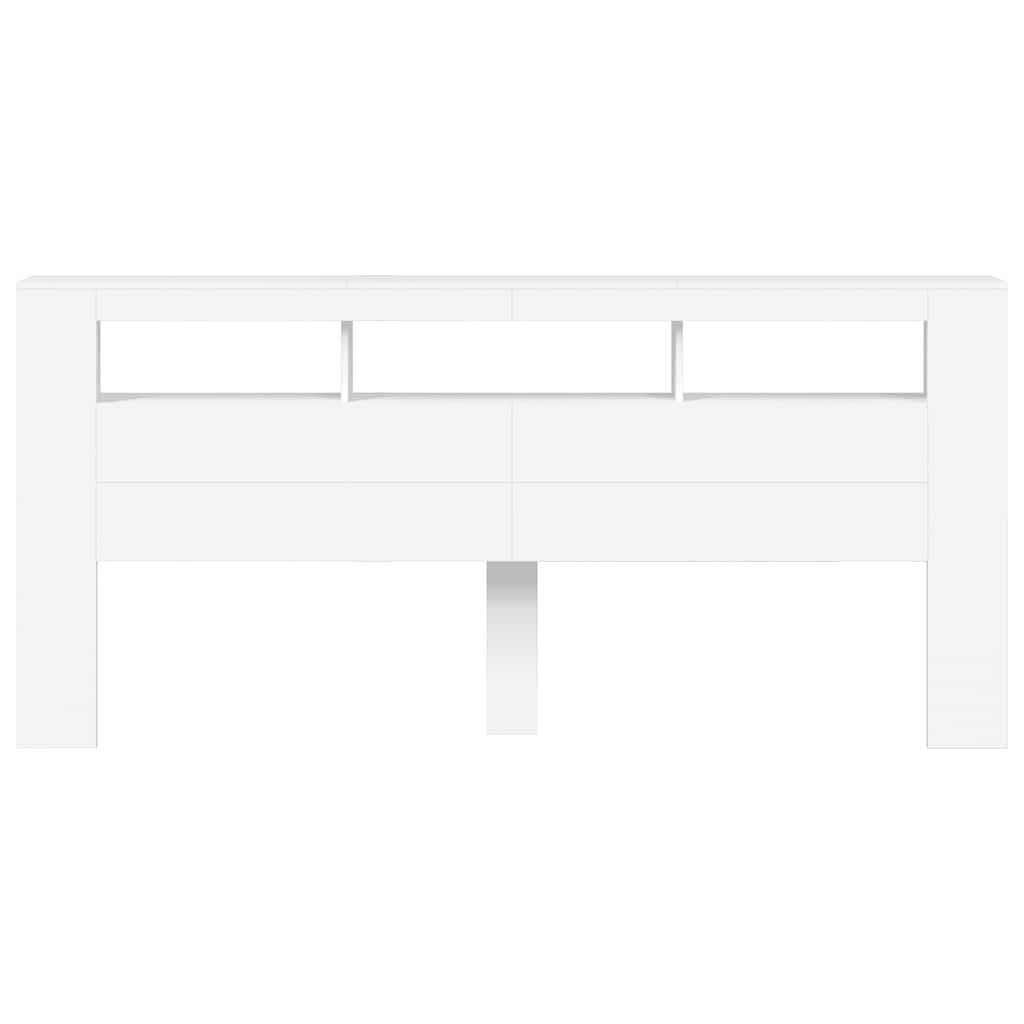 Sengegavl med LED hvit 220x18,5x103,5 cm konstruert tre