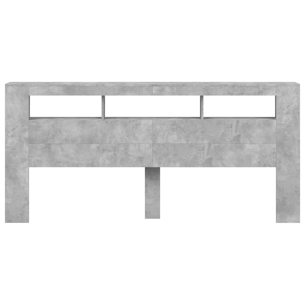 Sengegavl med LED betonggrå 220x18,5x103,5 cm konstruert tre