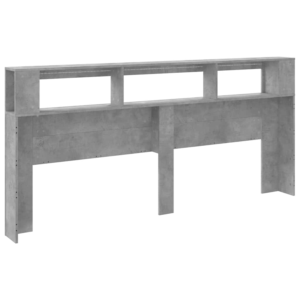 Sengegavl med LED betonggrå 220x18,5x103,5 cm konstruert tre