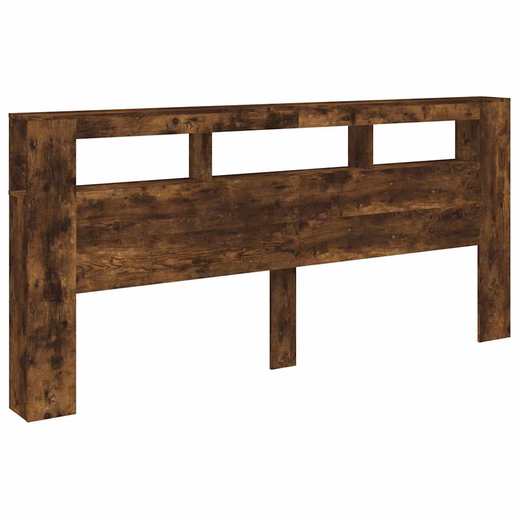 Sengegavl med LED røkt eik 220x18,5x103,5 cm konstruert tre