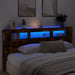 Sengegavl med LED røkt eik 220x18,5x103,5 cm konstruert tre