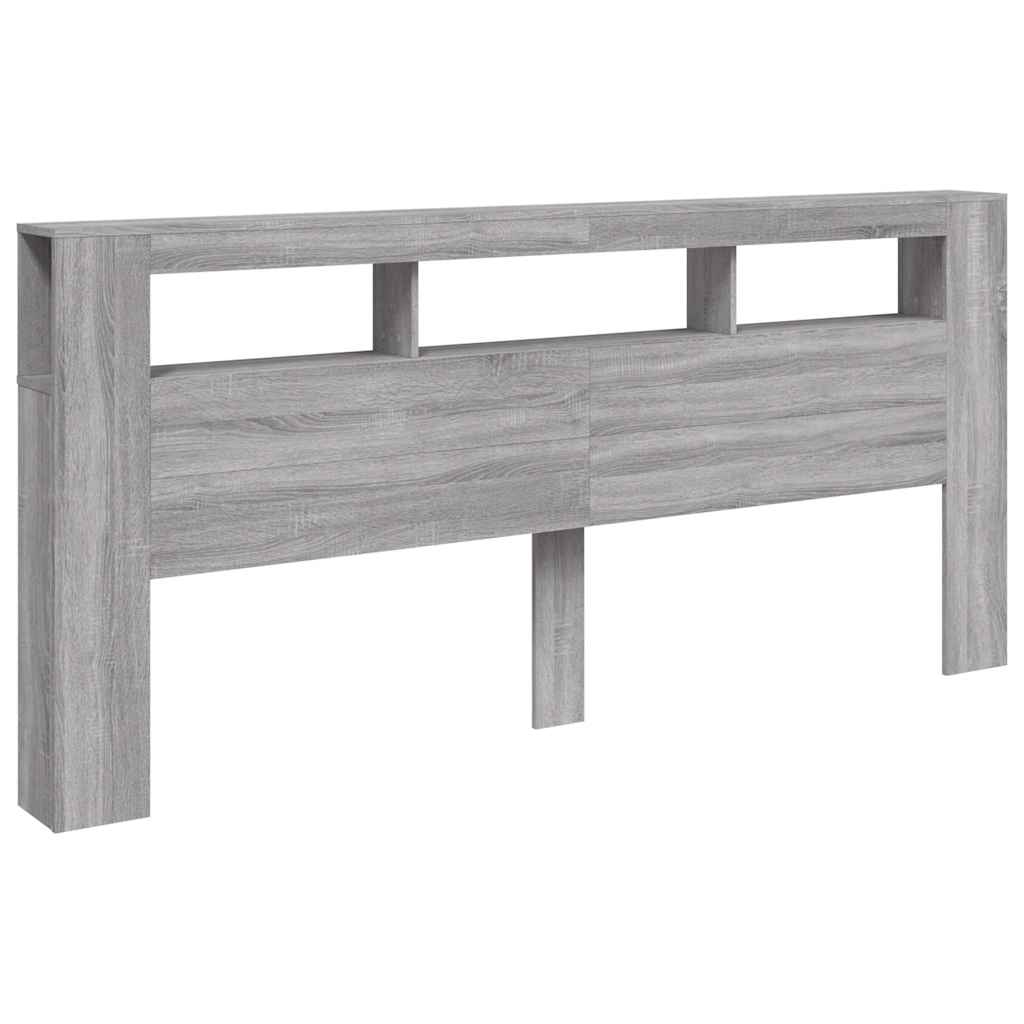 Sengegavl med LED grå sonoma 220x18,5x103,5 cm konstruert tre