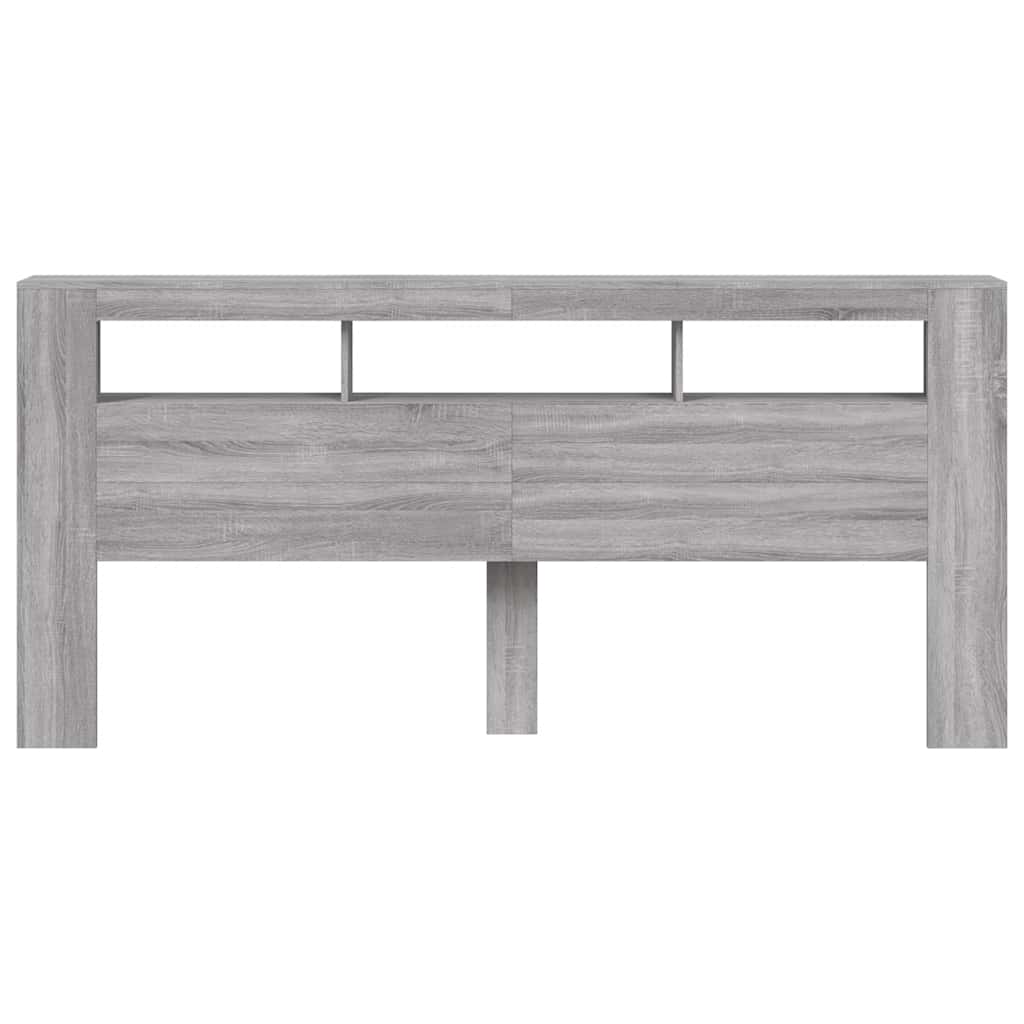 Sengegavl med LED grå sonoma 220x18,5x103,5 cm konstruert tre
