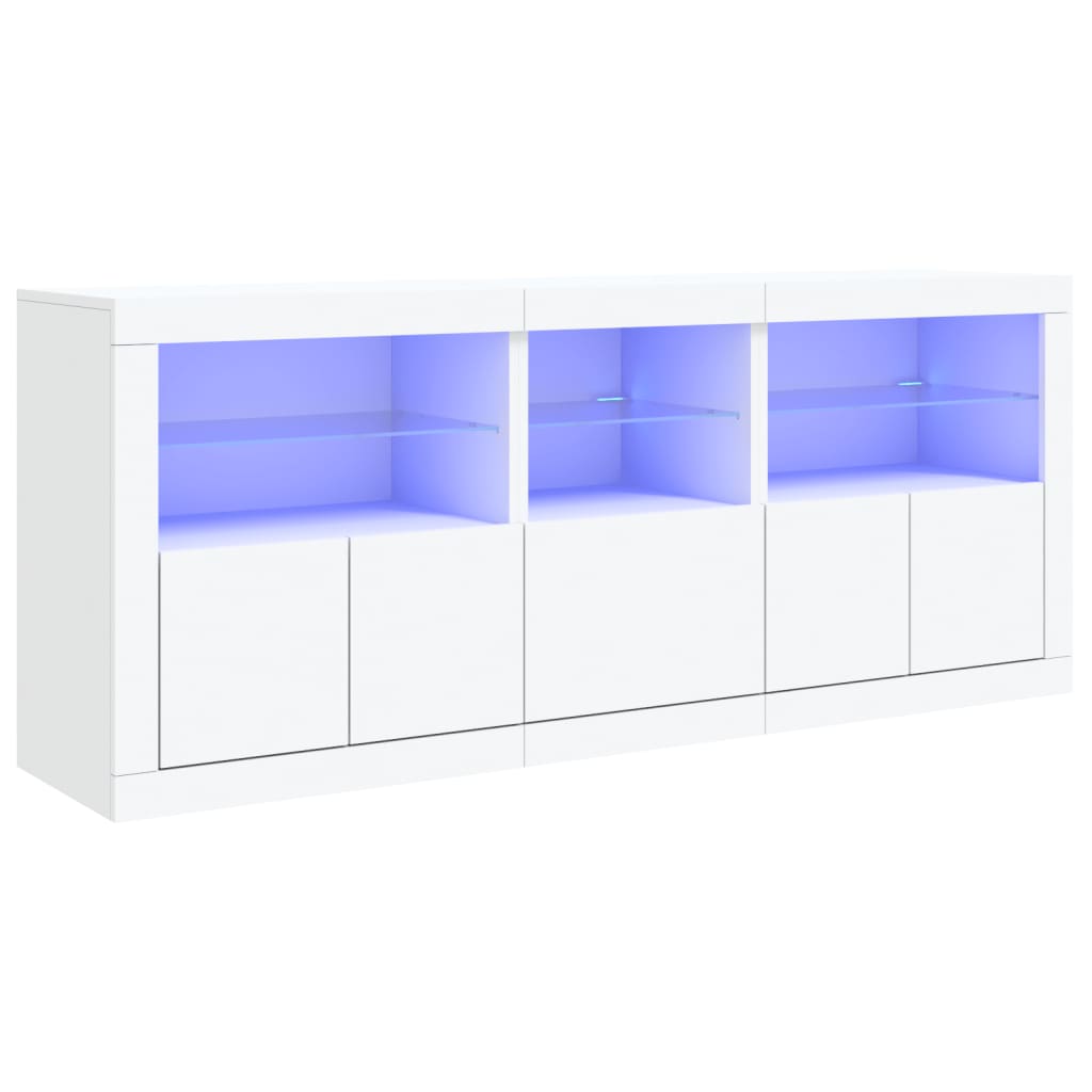 Skjenk med LED-lys hvit 162x37x67 cm