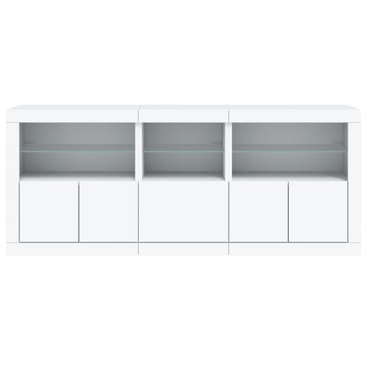 Skjenk med LED-lys hvit 162x37x67 cm