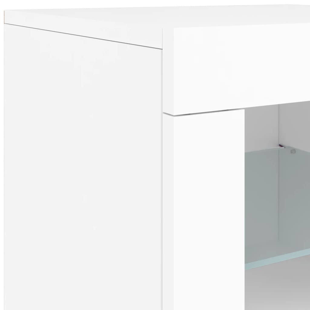 Skjenk med LED-lys hvit 162x37x67 cm