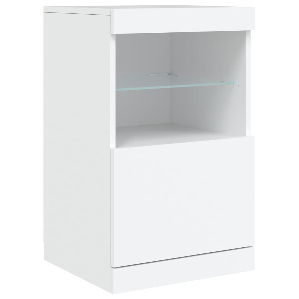 Skjenk med LED-lys hvit 162x37x67 cm