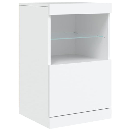 Skjenk med LED-lys hvit 162x37x67 cm