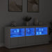 Skjenk med LED-lys hvit 162x37x67 cm