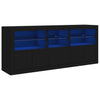 Skjenk med LED-lys svart 162x37x67 cm