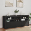 Skjenk med LED-lys svart 162x37x67 cm